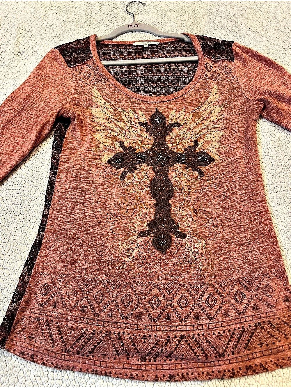 Miss Me Embellished Graphic Long Sleeve Top